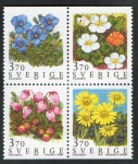 Stamps Sweden -  Michel 1883/86- Mountain Flowers 4 v