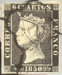 Stamps Europe - Spain -  Isabel II (6 cuartos)