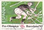 Stamps Spain -  pre-olímpica Barcelona-92-jockey sobre hierba