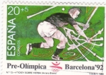 Sellos de Europa - Espa�a -  pre-olímpica Barcelona-92-jockey sobre hierba