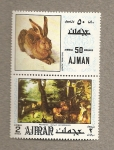 Stamps United Arab Emirates -  La liebre y el paraiso
