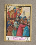 Stamps United Arab Emirates -  Cristo llevando la cruz