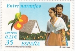 Stamps Spain -  literatura española- Entre naranjos