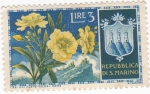 Stamps : Europe : San_Marino :  flores y escudo