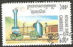 Sellos de Asia - Camboya -  Locomotora