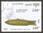 Sellos de Asia - Camboya -  N. Monturiol y submarino