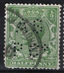 Stamps : Europe : United_Kingdom :  Jorge V, sello taladrado con   ASPCº