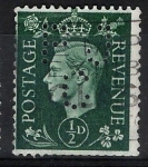 Stamps : Europe : United_Kingdom :  Jorge VI  , sello taladrado con  F J C