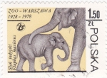 Sellos de Europa - Polonia -  Zoo de Varsovia- 1928-1978- elefantes