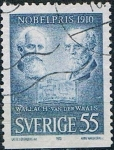 Stamps : Europe : Sweden :  LAUREADOS CON EL PREMIO NOBEL EN 1910. DENT. A 3 LADOS Y&T Nº 679a