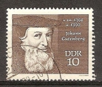 Stamps Germany -  Johann Gutenberg (inventor de la inprenta)DDR.