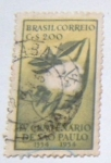 Stamps Brazil -  IV CENTENARIO DE SAU PAULO  1594-1954