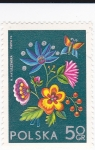 Stamps : Europe : Poland :  flores y mariposa