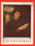 Stamps : Europe : Romania :  Hans Memling - Portret de barbat citind