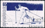 Stamps Sweden -  DEPORTES DE INVIERNO CON SKIS. CARRERA DE FONDO. Y&T Nº 816