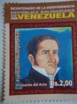 Stamps Venezuela -  Bic.Independencia rep.Bolivariana de V/zuela.Firmante del Acta:Francisco Policarpo Ortiz