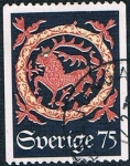Stamps : Europe : Sweden :  NAVIDAD 1974. BORDADOS DE LANA DE LOS SIGLOS XV Y XVI. Y&T Nº 859