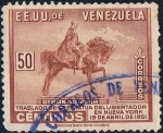 Stamps : America : Venezuela :  TRASLADO DE LA ESTATUA DE SIMÓN BOLIVAR A NUEVA YORK. Y&T Nº 338