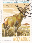 Stamps : Africa : Mozambique :  animales protegidos-damaliscus lunatus