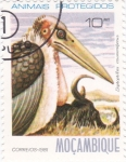Stamps Mozambique -  animales protegidos-leptoptilos crumenferus