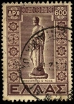 Stamps Greece -  Retorno de las islas del Dodecaneso. Estatuilla de Hipócrates. 1947.