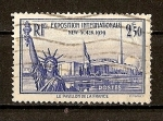 Stamps : Europe : France :  Exposicion de N.Y. - Valor modificado.