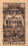 Stamps : America : Ecuador :  1933 Sobreimpreso en Azul