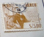 Stamps Peru -  GARCILASO INCA DE LA VEGA CHIMPU OCLLO 1539 1616 AUTOR DE COMENTARIOS REALES