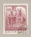 Stamps Hungary -  Petöfi hablando en el café Pilvar