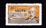 Stamps Spain -  Efigie David Hughes - sobrecarga CEUTA