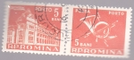 Stamps Romania -  edificio de correos