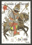 Stamps : Africa : S�o_Tom�_and_Pr�ncipe :  1249 - Jinete con armadura de mallas y lanza