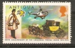 Sellos de America - Antigua y Barbuda -  CARTERO   INGLES,   COCHE   Y   HELICÒPTERO