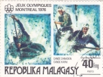 Sellos de Africa - Madagascar -  J.J.O.O. MONTREAL 1976 - Canoa- Kayak