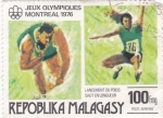 Sellos del Mundo : Africa : Madagascar : J.J.O.O. MONTREAL 1976 - Lanzamiento de pesas y salto de longitud