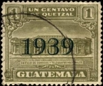 Stamps Guatemala -  Edificio de correos y telégrafos nacionales. 1925 sobreimpreso