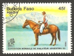 Sellos de Africa - Burkina Faso -  Exposición mundial de filatelia Argentina 85, Caballo