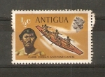 Stamps America - Antigua and Barbuda -  INDÌGENA   Y   CANOA   DE    GUERRA