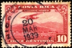 Stamps Costa Rica -  Avión rápido sobre campo.