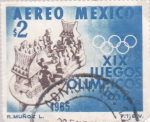 Stamps : America : Mexico :  XIX JUEGOS OLIMPICOS 1968 - AEREO MEXICO