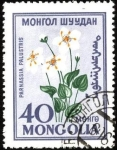 Stamps Asia - Mongolia -  Flores de Mongolia. Parnassia palustris.
