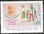 Stamps Chile -  CONSTITUCION POLITICA DE LA REPUBLICA DE CHILE - CARDENAL CARO - FAMILIA 