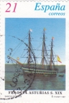 Stamps Spain -  Fragata Asturias S. XIX   (B)