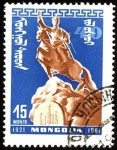 Stamps Mongolia -  40 aniv. independencia, 6ta serie. Monumento de Sukhe Bator.