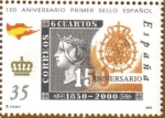 Stamps Spain -  150 Aniver. Primer Sello ESCUDO