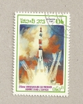 Stamps Laos -  25 aniv. primer hombre en el espacio