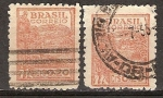 Stamps : America : Brazil :   Maquinaria de cosecha de trigo.