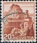 Stamps Switzerland -  SERIE TURÍSTICA 1948. IGLESIA DE CASTAGNOLA Y LAGO DE LUGANO. Y&T Nº 463