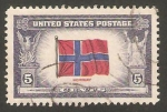 Sellos de America - Estados Unidos -  467 - Bandera de Noruega