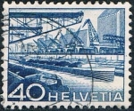 Stamps Switzerland -  TÉCNICAS Y PAISAJES 1949. PUERTO FLUVIAL DE BASILEA. Y&T Nº 489